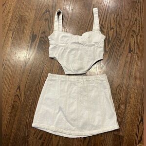 Zara mini skirt size small and corset top size medium cream white